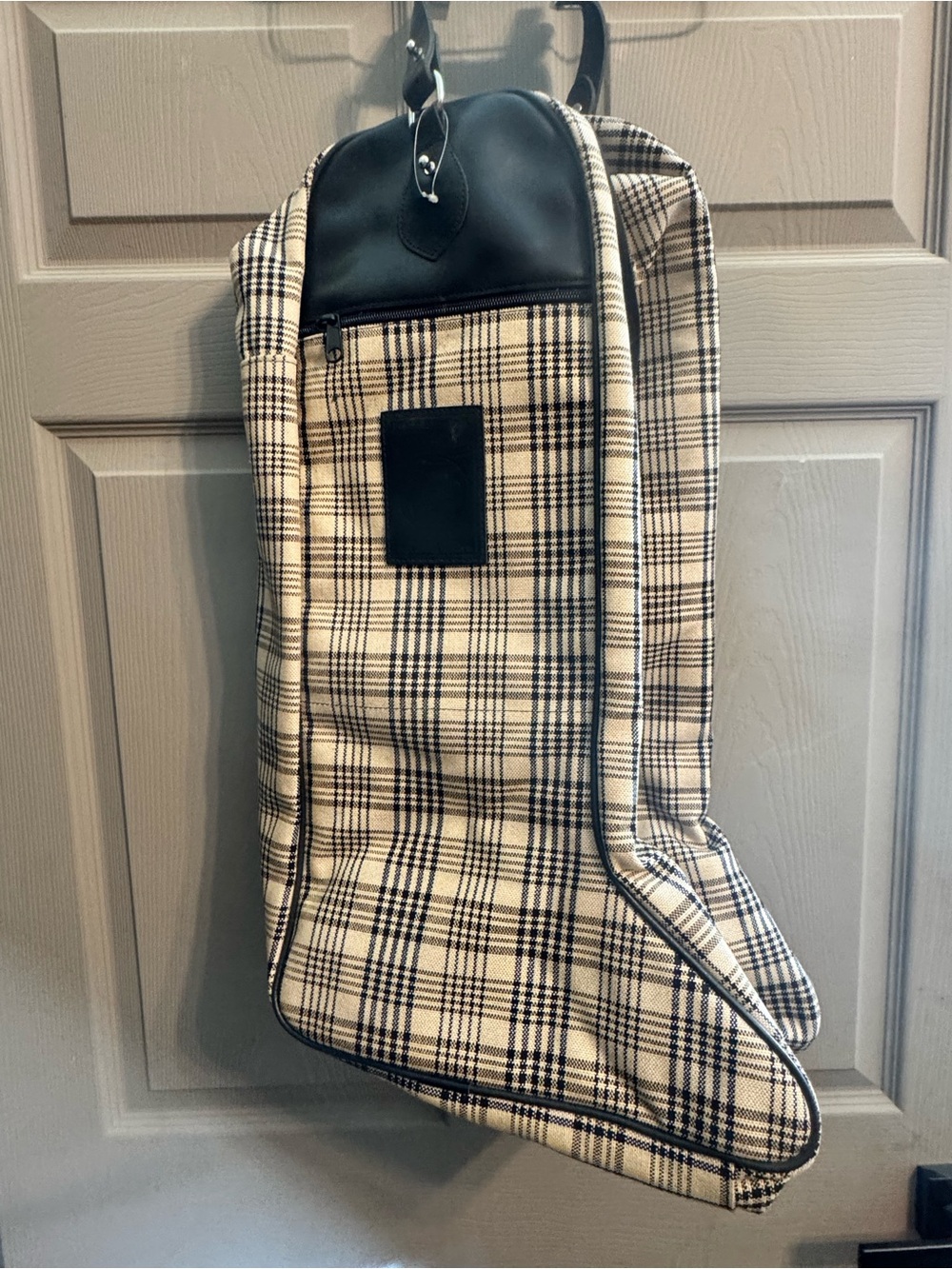 Baker black plaid boot bag